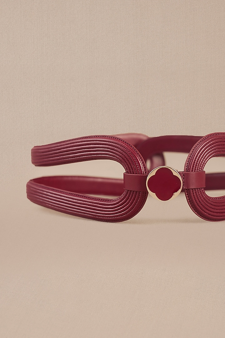 Wine Faux Leather Corded Hollow Belt by AMPM Accessories at Pernia's Pop Up Shop