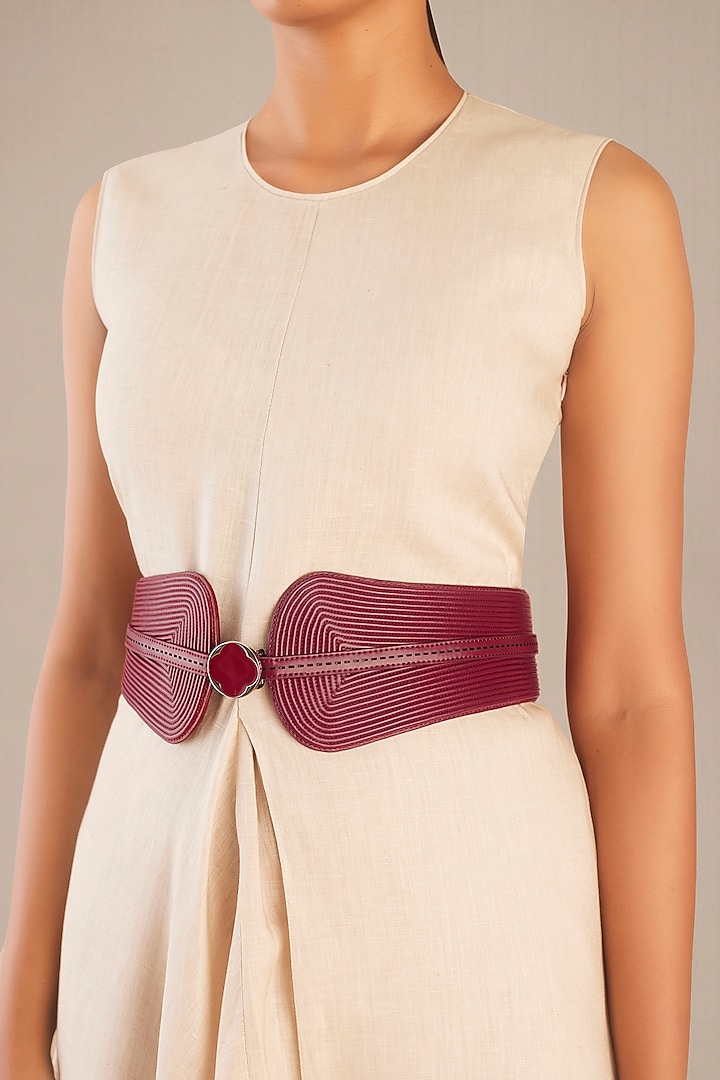 Red Faux Leather Corded Belt by AMPM Accessories