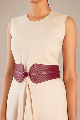 Red Faux Leather Corded Belt by AMPM Accessories