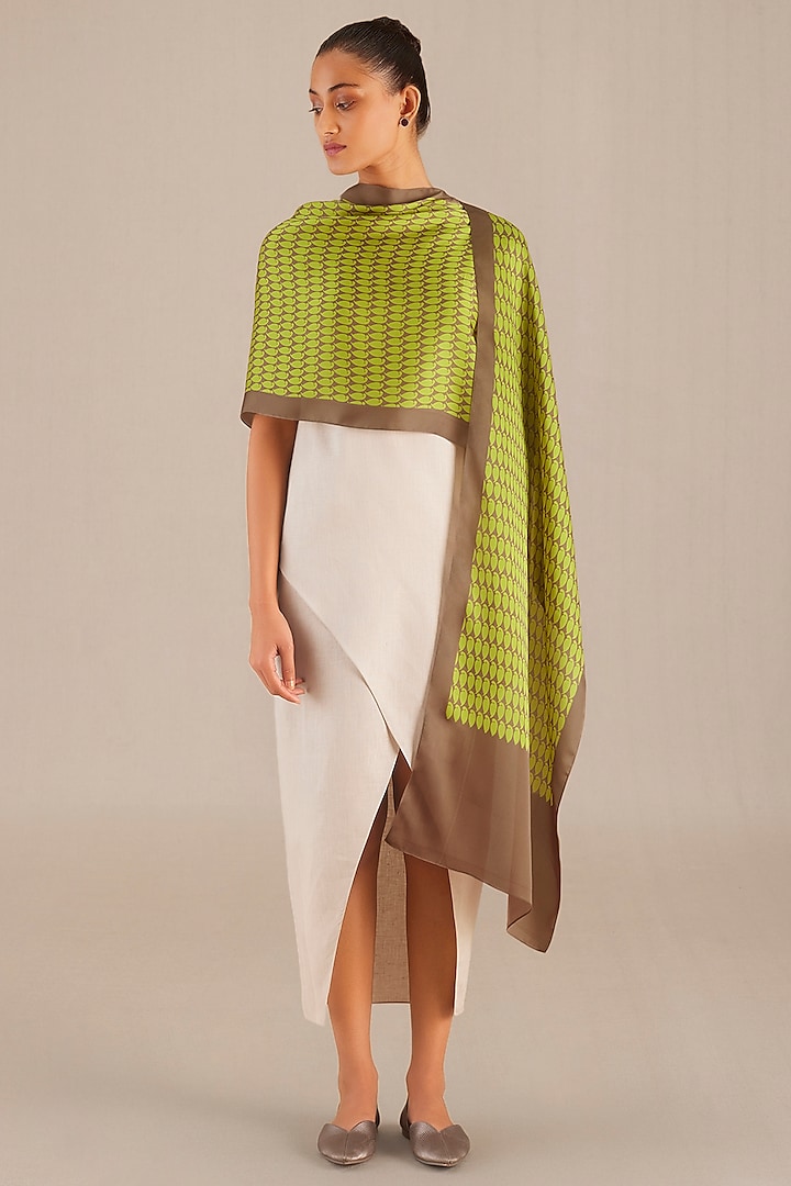 Green Soft Organza Printed Shawl by AMPM Accessories at Pernia's Pop Up Shop