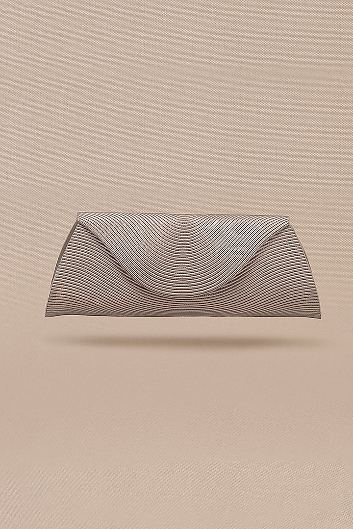 Beige Metallic Faux Leather Clutch by AMPM Accessories at Pernia's Pop Up Shop