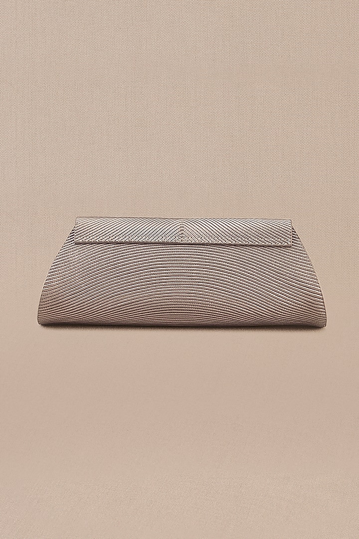 Beige Metallic Faux Leather Clutch by AMPM Accessories at Pernia's Pop Up Shop