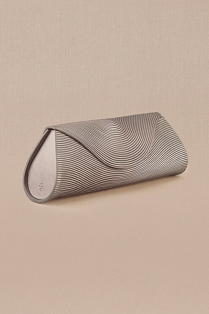 Beige Metallic Faux Leather Clutch by AMPM Accessories at Pernia's Pop Up Shop