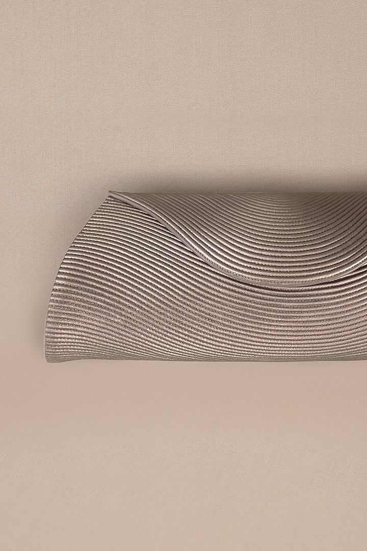 Beige Metallic Faux Leather Clutch by AMPM Accessories at Pernia's Pop Up Shop