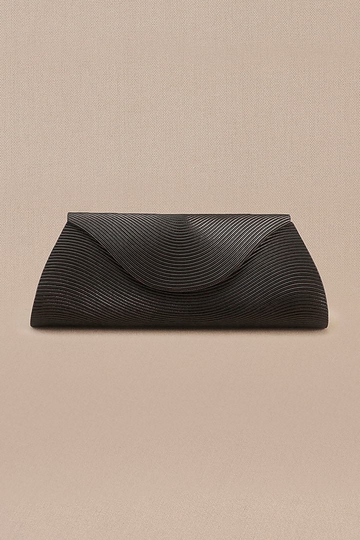 Black Faux Leather Metallic Clutch by AMPM Accessories at Pernia's Pop Up Shop
