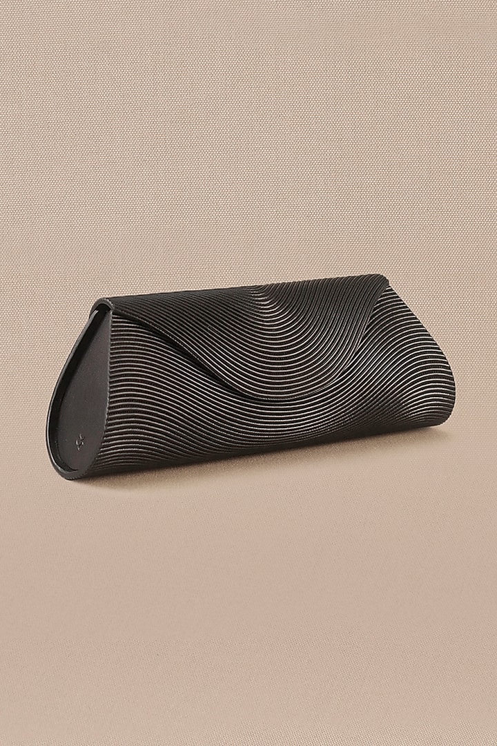 Black Faux Leather Metallic Clutch by AMPM Accessories at Pernia's Pop Up Shop