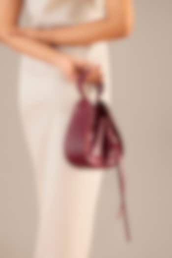 Wine Faux Leather Corded Bucket Bag by AMPM Accessories