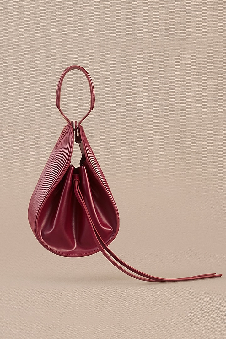 Wine Faux Leather Corded Bucket Bag by AMPM Accessories at Pernia's Pop Up Shop