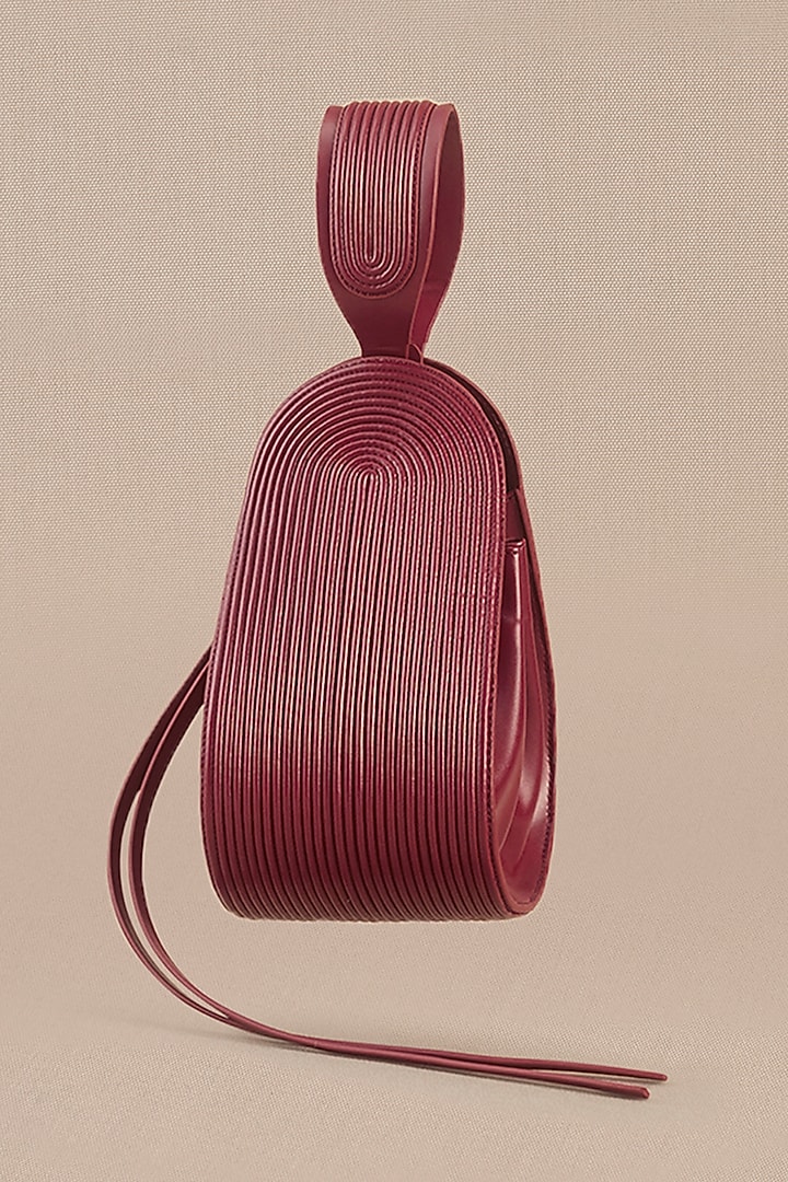 Wine Faux Leather Corded Bucket Bag by AMPM Accessories at Pernia's Pop Up Shop