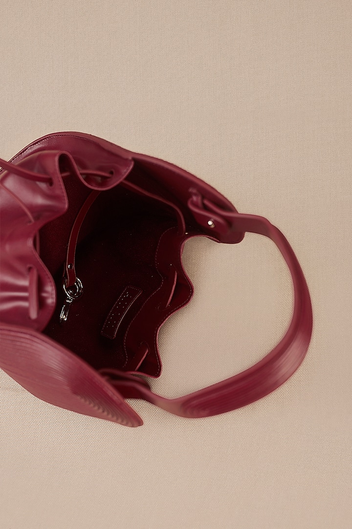 Wine Faux Leather Corded Bucket Bag by AMPM Accessories at Pernia's Pop Up Shop