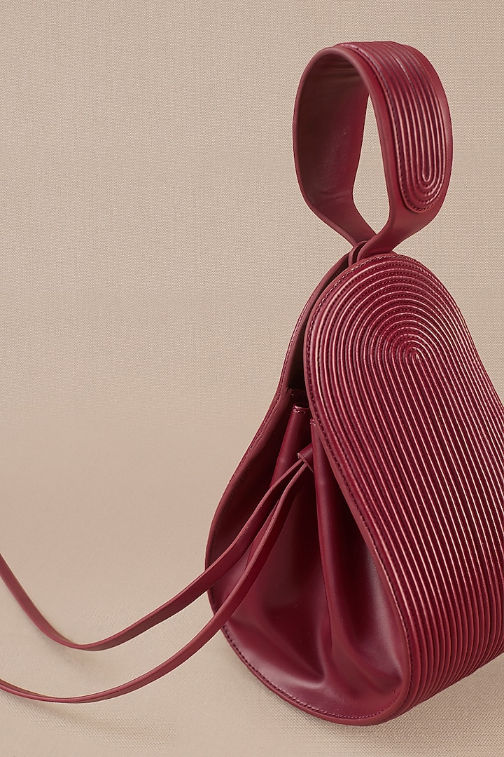 Wine Faux Leather Corded Bucket Bag by AMPM Accessories at Pernia's Pop Up Shop
