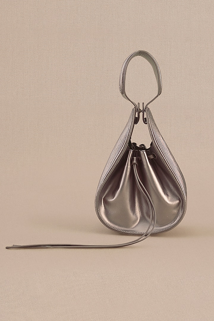 Metallic Faux Leather Corded Bucket Bag by AMPM Accessories at Pernia's Pop Up Shop