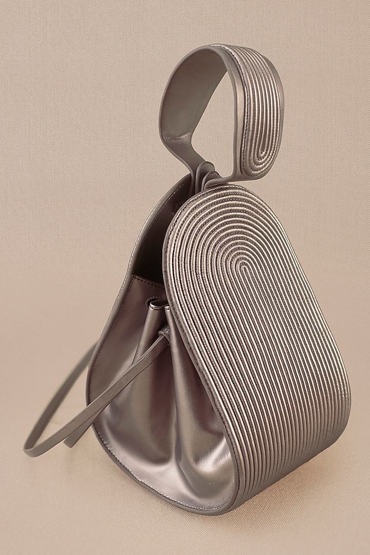 Metallic Faux Leather Corded Bucket Bag by AMPM Accessories at Pernia's Pop Up Shop
