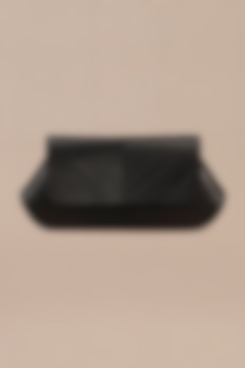 Black Faux Leather Corded Clutch by AMPM Accessories at Pernia's Pop Up Shop