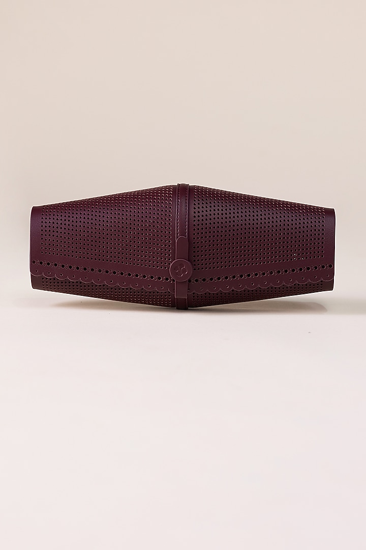 Burgundy Toosh Faux Leather Clutch by AMPM Accessories at Pernia's Pop Up Shop