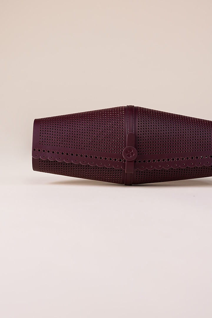 Burgundy Toosh Faux Leather Clutch by AMPM Accessories at Pernia's Pop Up Shop