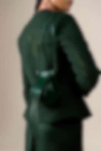 Bottle Green Faux Leather Sling Bag by AMPM Accessories at Pernia's Pop Up Shop