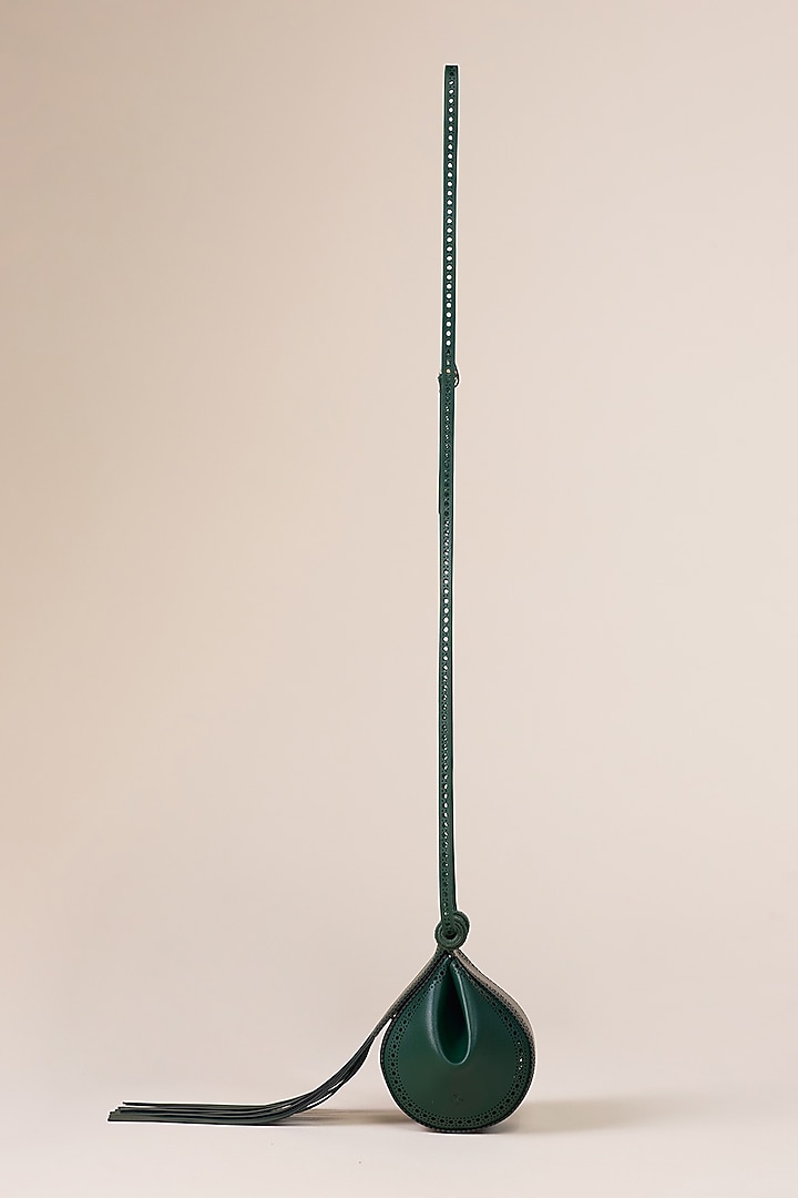 Bottle Green Faux Leather Sling Bag by AMPM Accessories at Pernia's Pop Up Shop
