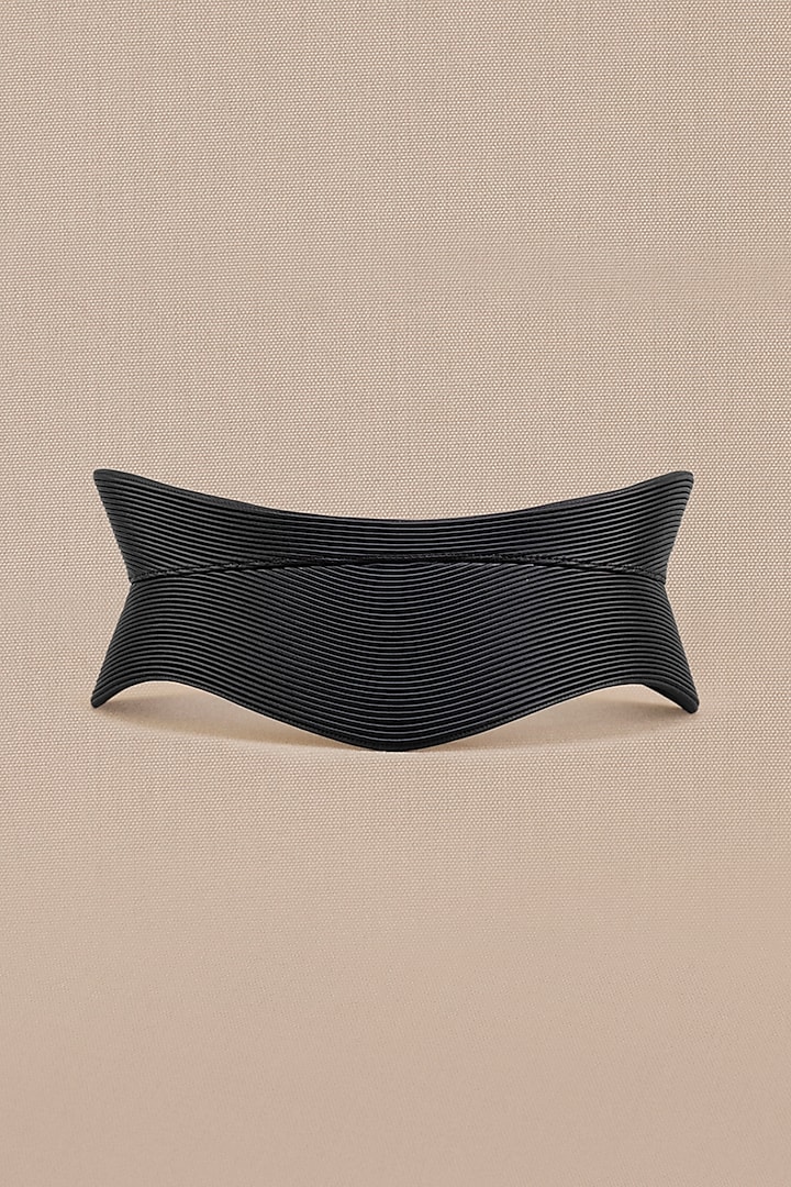 Black Faux Leather Corset Belt by AMPM Accessories at Pernia's Pop Up Shop