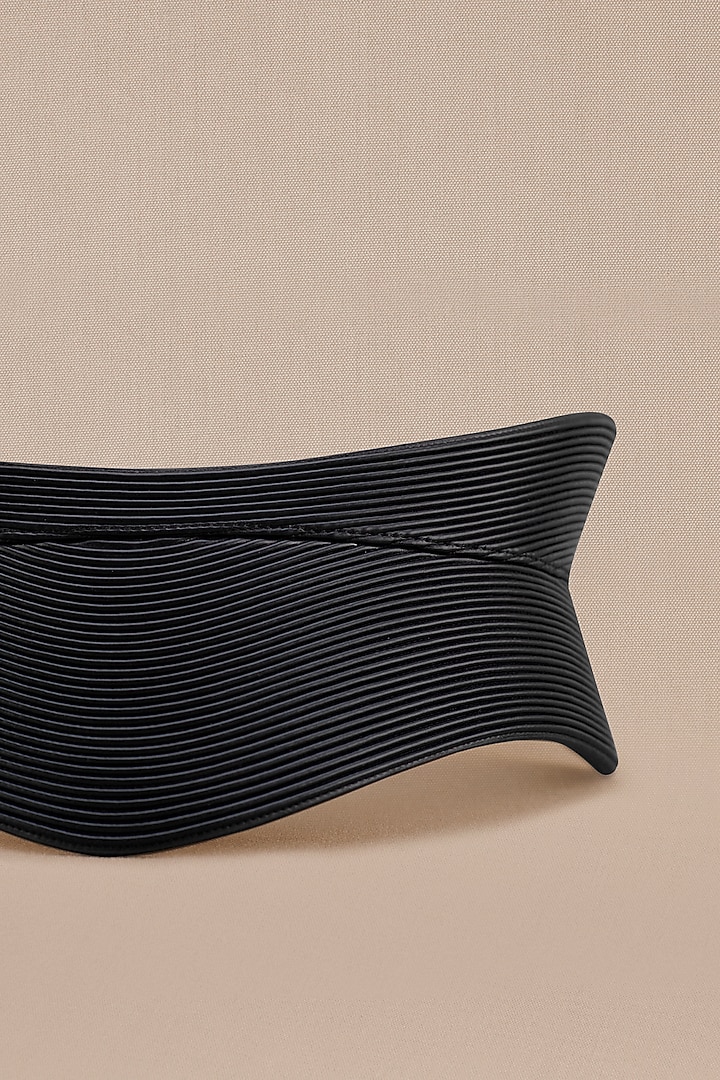 Black Faux Leather Corset Belt by AMPM Accessories at Pernia's Pop Up Shop