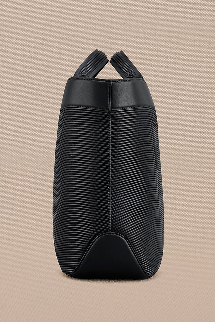 Black Faux Leather Tote Bag by AMPM Accessories at Pernia's Pop Up Shop