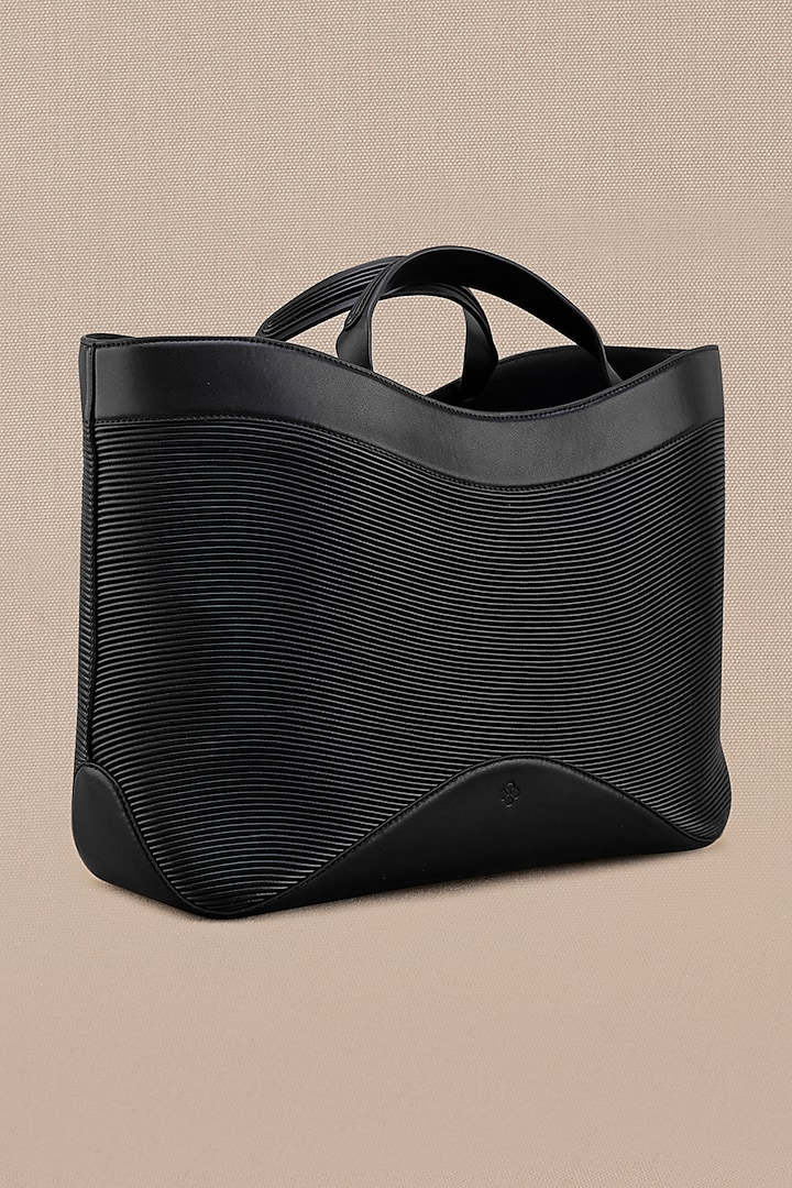 Black Faux Leather Tote Bag by AMPM Accessories at Pernia's Pop Up Shop