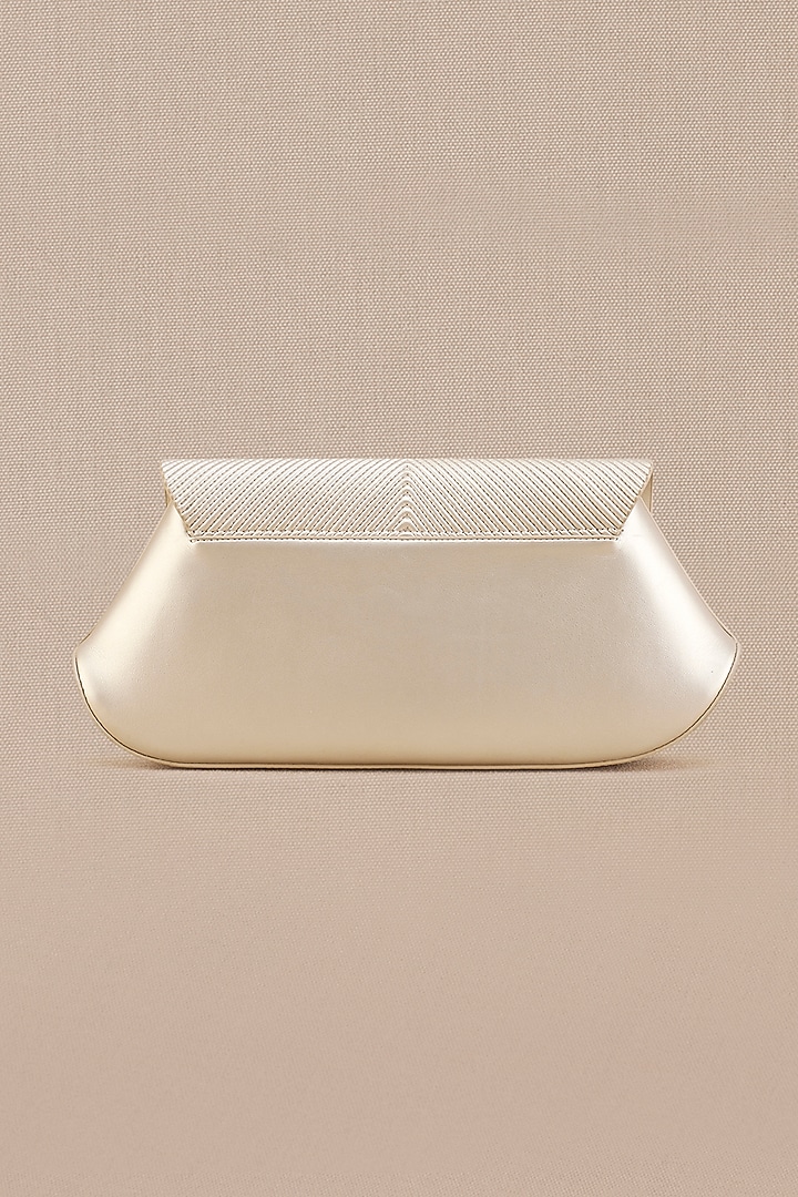 Metallic Pearl White Faux Leather Clutch by AMPM Accessories at Pernia's Pop Up Shop