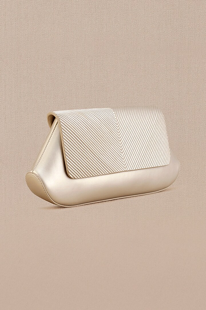 Metallic Pearl White Faux Leather Clutch by AMPM Accessories at Pernia's Pop Up Shop