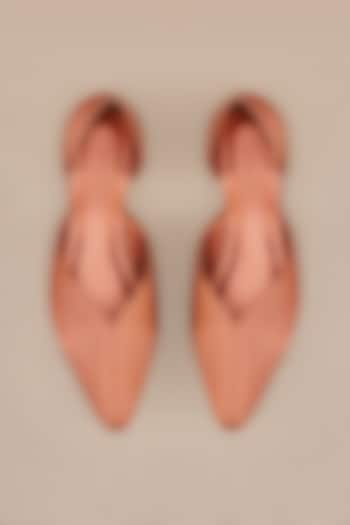 Metallic Copper Faux Leather Cord Embroidered Pointed-Toe Flats by AMPM Accessories