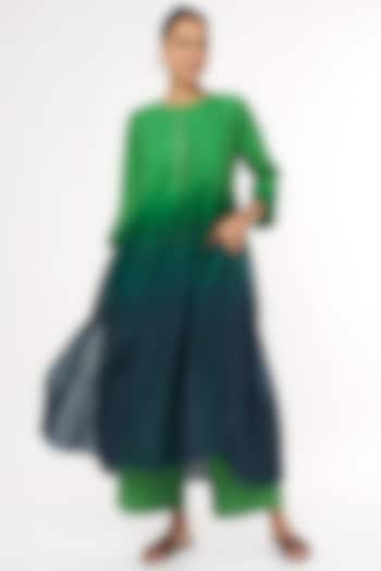 Green & Blue Handwoven Cotton Kurta by Amrich at Pernia's Pop Up Shop