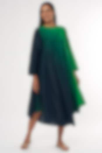 Blue & Green Handwoven Cotton Dress by Amrich