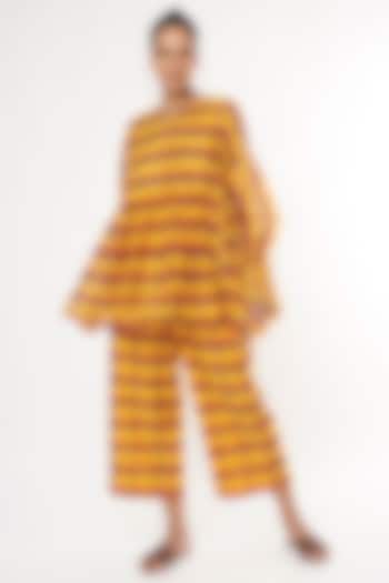 Yellow Handwoven Cotton Trousers by Amrich
