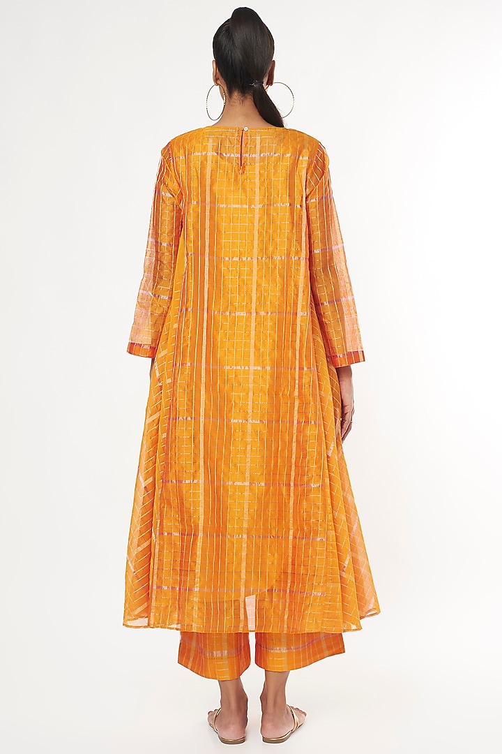 Yellow & Gold Handwoven Cotton Kurta Set by Amrich at Pernia's Pop Up Shop