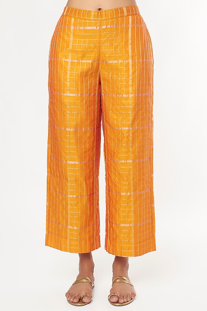 Yellow & Gold Handwoven Cotton Kurta Set by Amrich at Pernia's Pop Up Shop