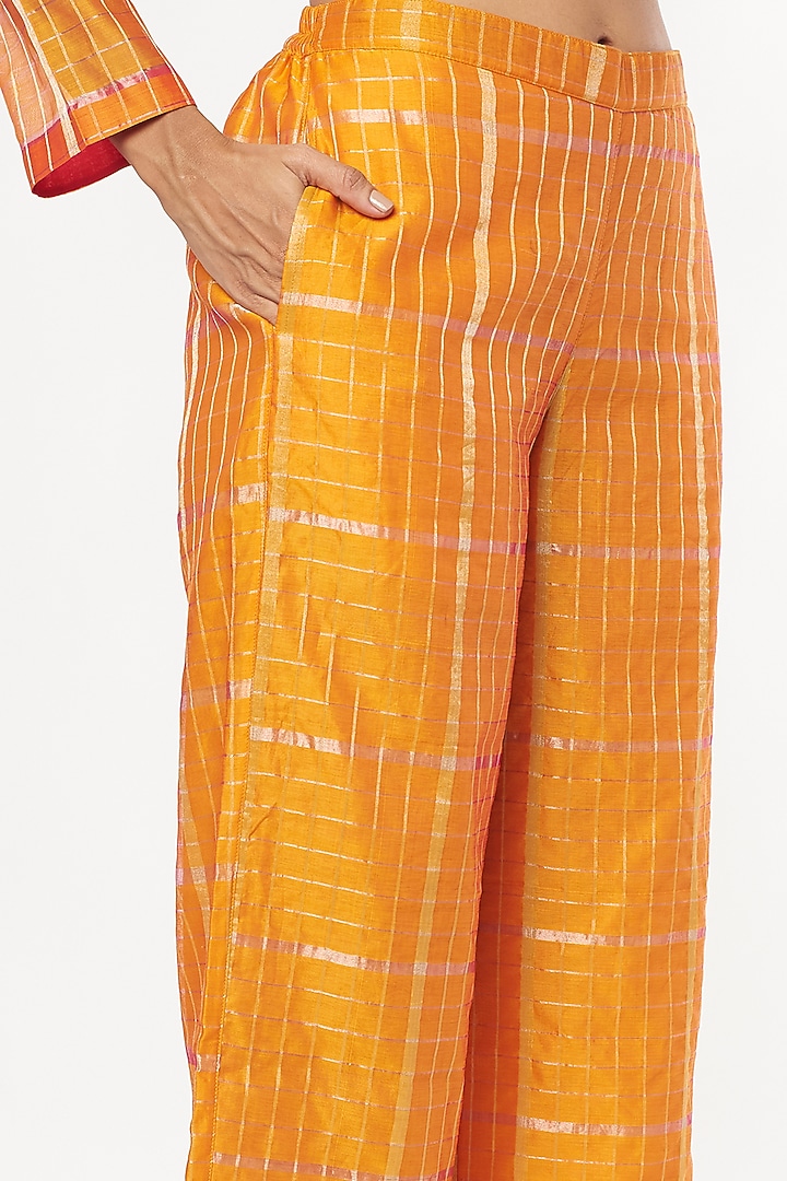 Yellow & Gold Handwoven Cotton Kurta Set by Amrich at Pernia's Pop Up Shop