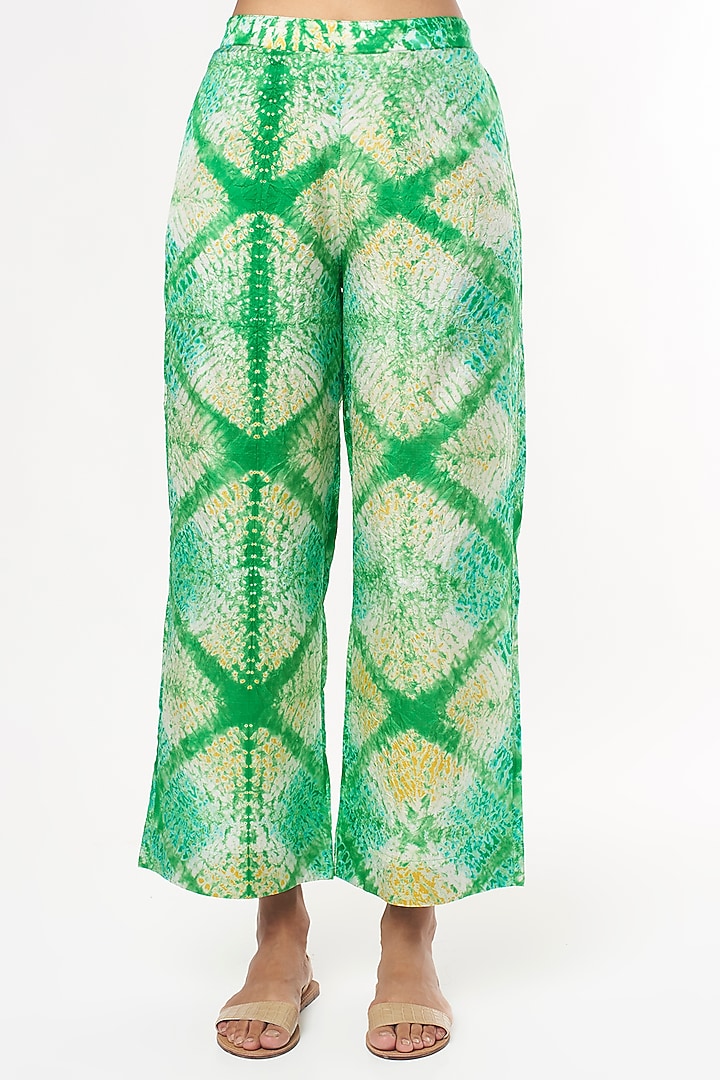 Pink & Green Handwoven Silk Kurta Set by Amrich at Pernia's Pop Up Shop