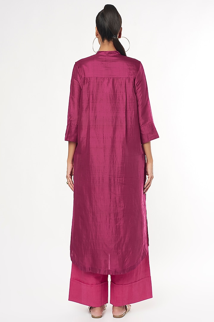 Plum Handwoven Silk Kurta Set by Amrich at Pernia's Pop Up Shop
