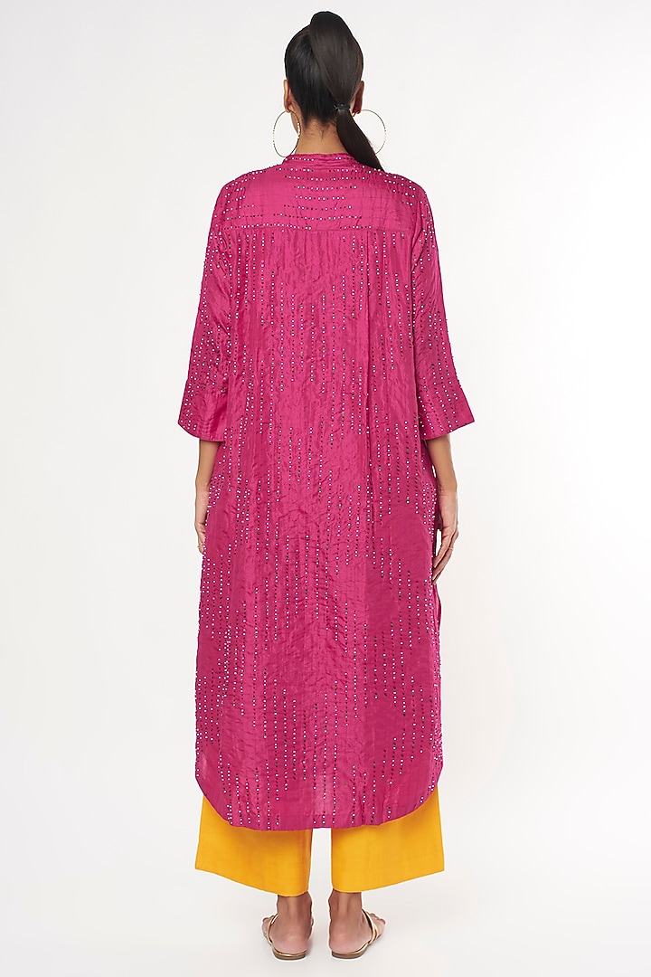 Pink Handwoven Silk Kurta by Amrich at Pernia's Pop Up Shop