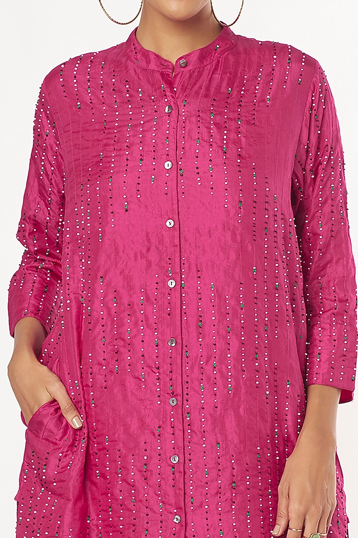 Pink Handwoven Silk Kurta by Amrich at Pernia's Pop Up Shop