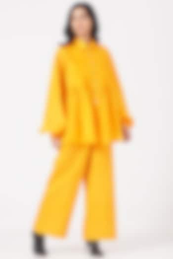 Yellow Pleated Shirt by Amrich