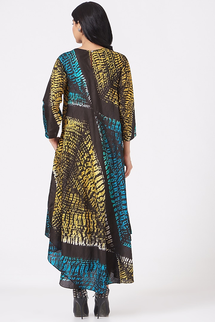 Black Shibori Paneled Vacation Dress by Amrich at Pernia's Pop Up Shop