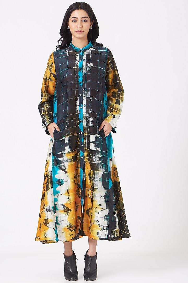 Multi Colored Shibori Vacation Shirt Dress With Slip by Amrich at Pernia's Pop Up Shop