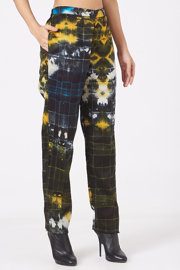 Black Shibori Tapered Trousers by Amrich at Pernia's Pop Up Shop