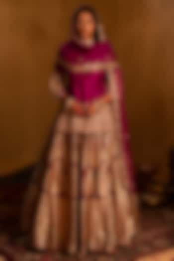 Magenta Purple Banarasi Woven Bridal lehenga for 22 Lehenga Set by AMRIN KHAN at Pernia's Pop Up Shop