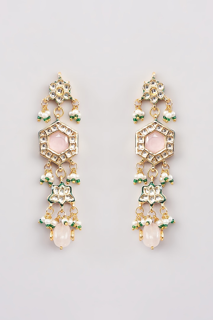 Gold Finish Multi-Colored Kundan Polki Choker Necklace Set by Amreli Jaipur at Pernia's Pop Up Shop