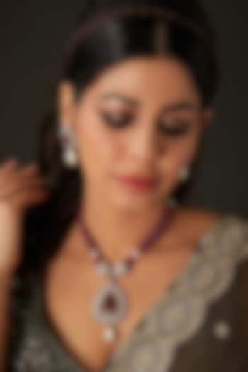Victorian Gold Finish Pink Kundan Polki Necklace Set by Amreli Jaipur