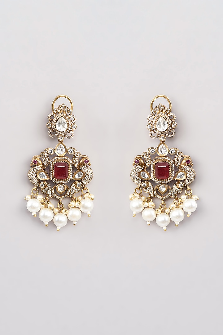 Victorian Gold Finish Red Kundan Polki Choker Necklace Set by Amreli Jaipur at Pernia's Pop Up Shop