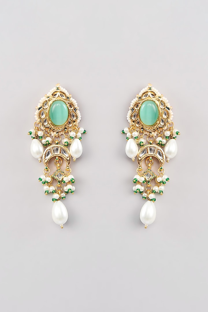 Gold Finish Green Kundan Polki Choker Necklace Set by Amreli Jaipur at Pernia's Pop Up Shop