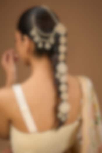 Gold Finish Kundan Polki Hair Braid Accessory by Amreli Jaipur at Pernia's Pop Up Shop