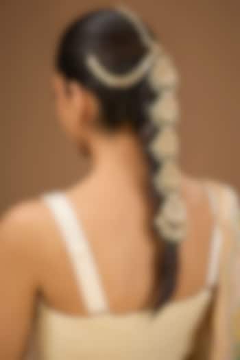 Gold Finish Kundan Polki Hair Braid Accessory by Amreli Jaipur at Pernia's Pop Up Shop